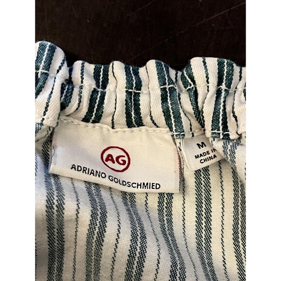 AG Adriano Goldschmied Dress Womens Medium Blue White Striped Off Shoulder Shift - Picture 7 of 9